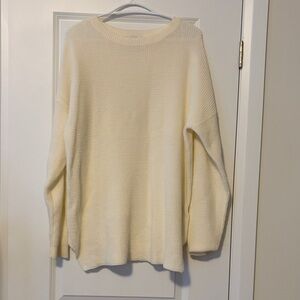 Kersh Cream Waffle Knit Crewneck Sweater